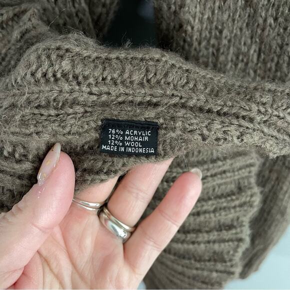 Wooden Ships | Women’s Brown Open Front Cardigan Waterfall Knit Sweater Mohair M - Picture 5 of 8